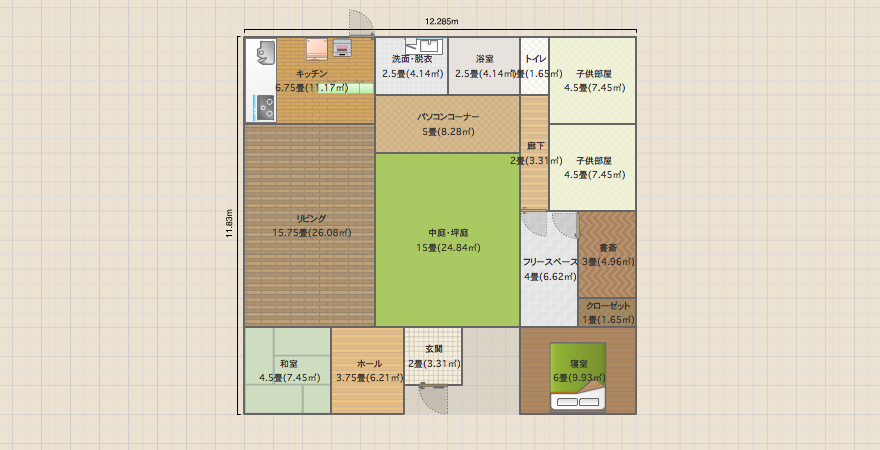 中庭のある平屋南和室