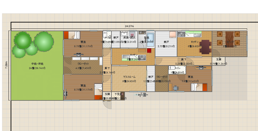 平屋２世帯K案→微修正