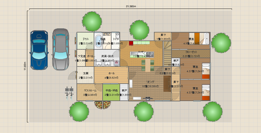 そこそこ広い玄関ホールのある平屋＋ロフト