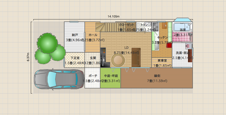 狭いからこそ収納を広く