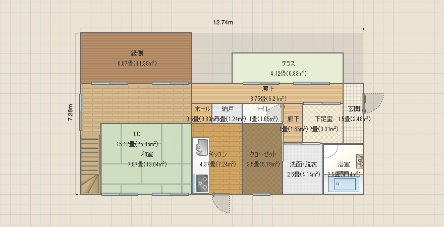 西玄関東眺めよし