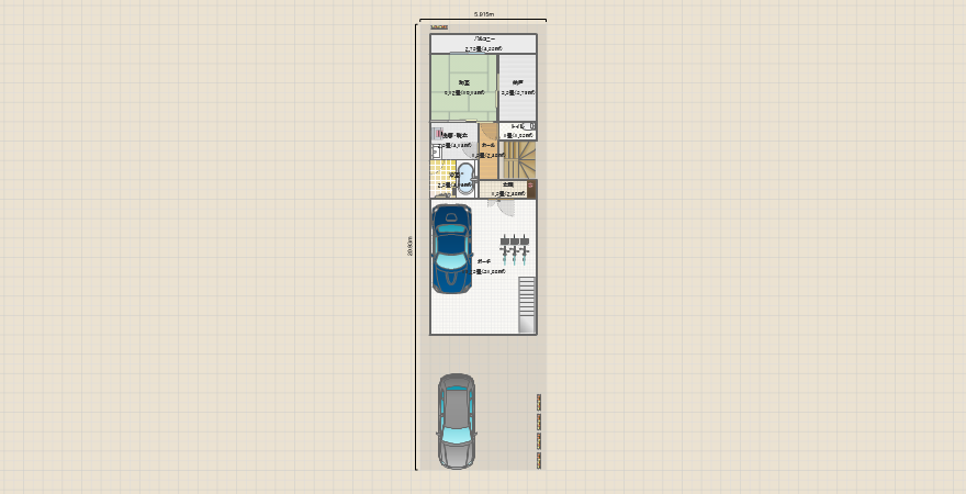 間口6ｍ(完全分離二世帯)3階建て