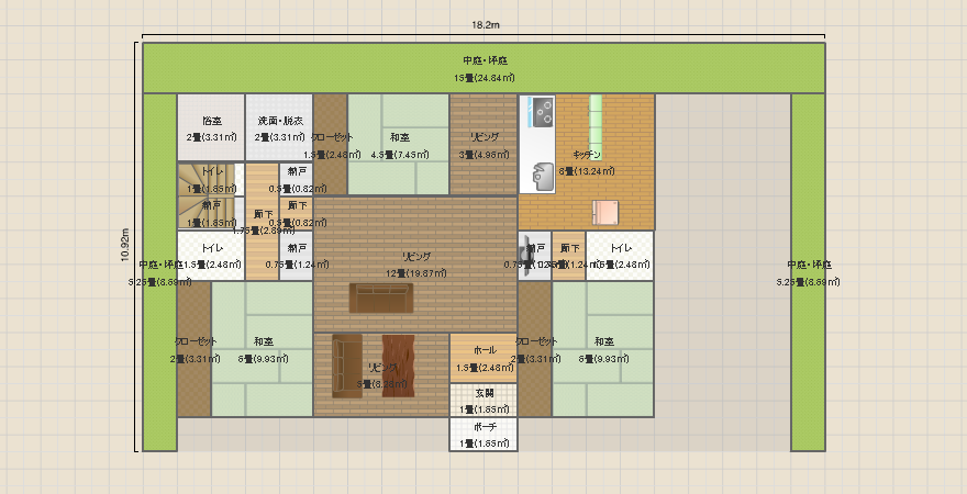 2階 4LDK +インナーガレージ 簡単 トイレ1階3