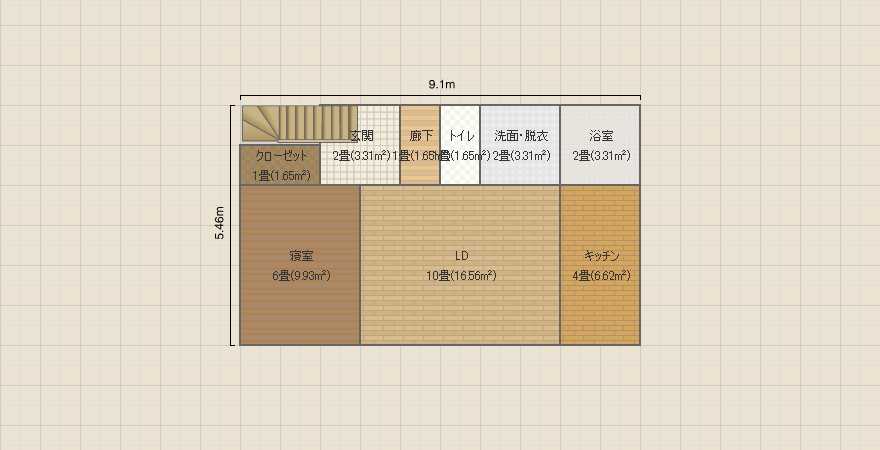 北西階段 LDK寝室続