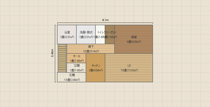 西階段 LD寝室横並
