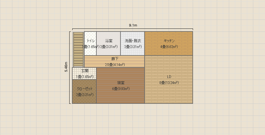 北西玄関 南東LDK