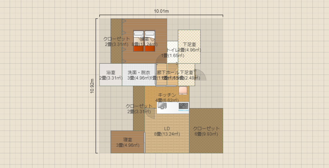 平屋2LDK-各部屋理想の広さ-いじくり用