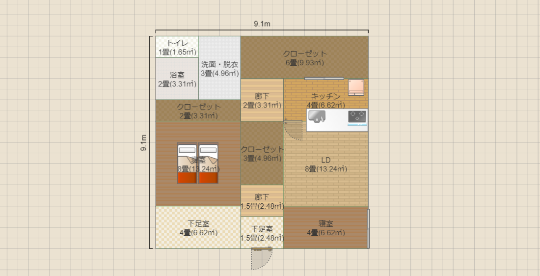 平屋2LDK-将来LD一部を子供部屋25坪
