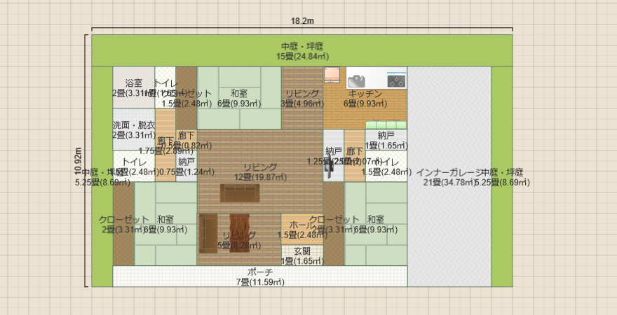 3LDK +インナーガレージ 簡単 トイレ1階3