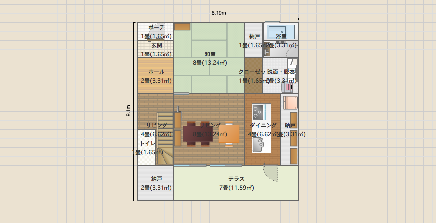 Box house 1F和室 4x4.5間