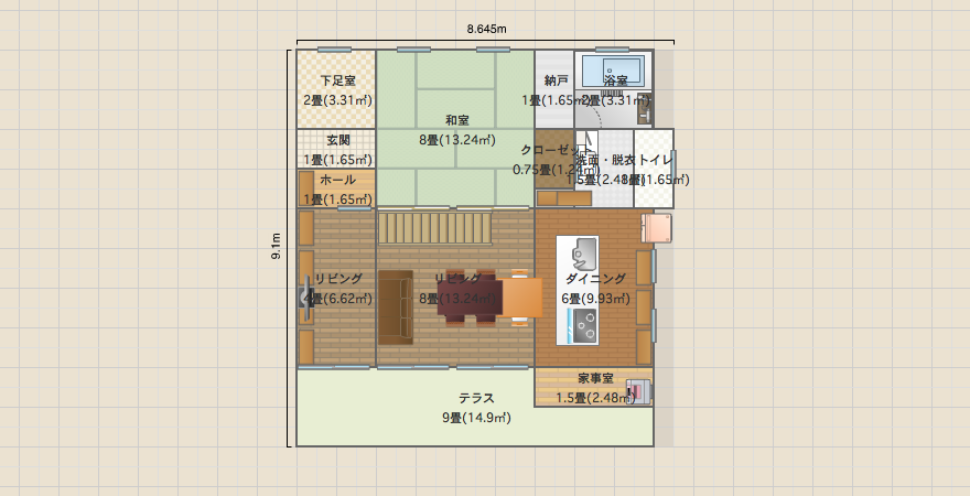 Box house 1F和室 4x4.5間 2F北押入