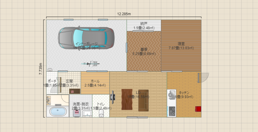 一人暮らし　ガレージ重視①