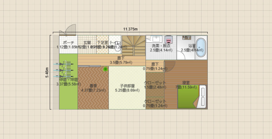 ①土地100㎡