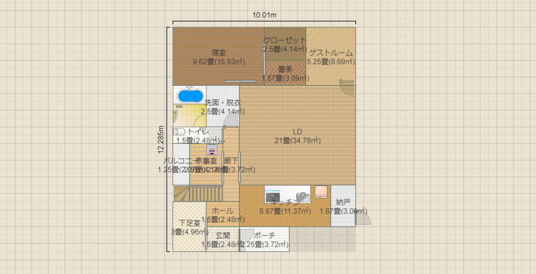 1階寝室　2階子供部屋　LDK広め