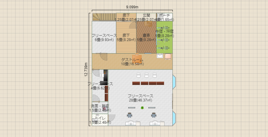 店舗兼住宅　2階建て