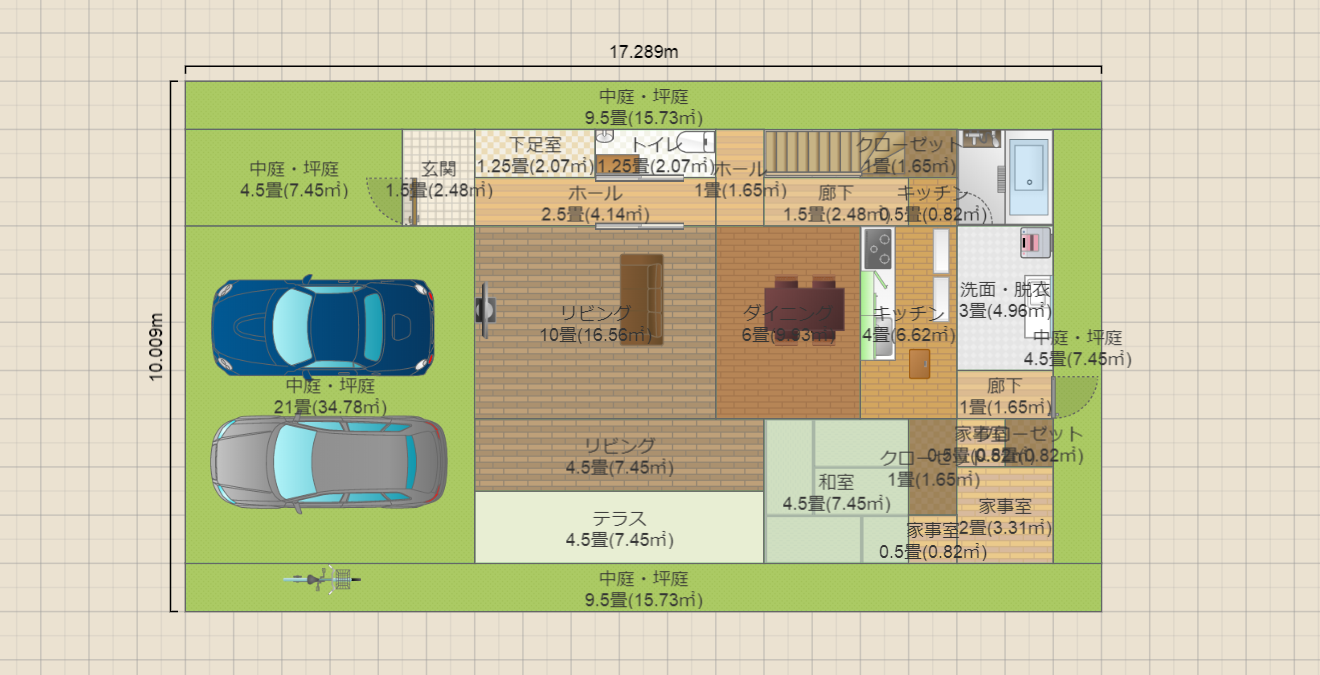 50坪_下南向き_吹き抜け_子供2人