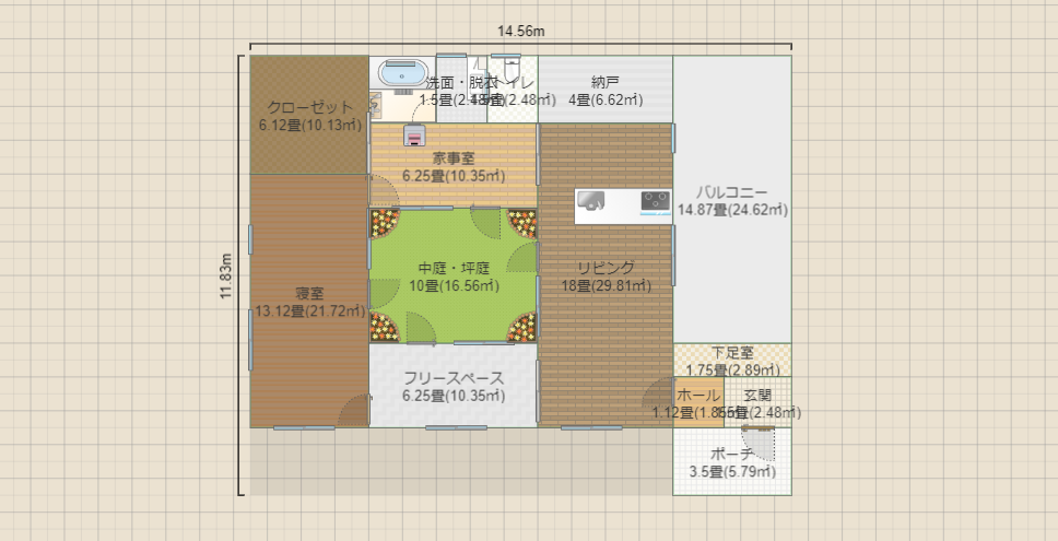 中庭のある暮らしの家
