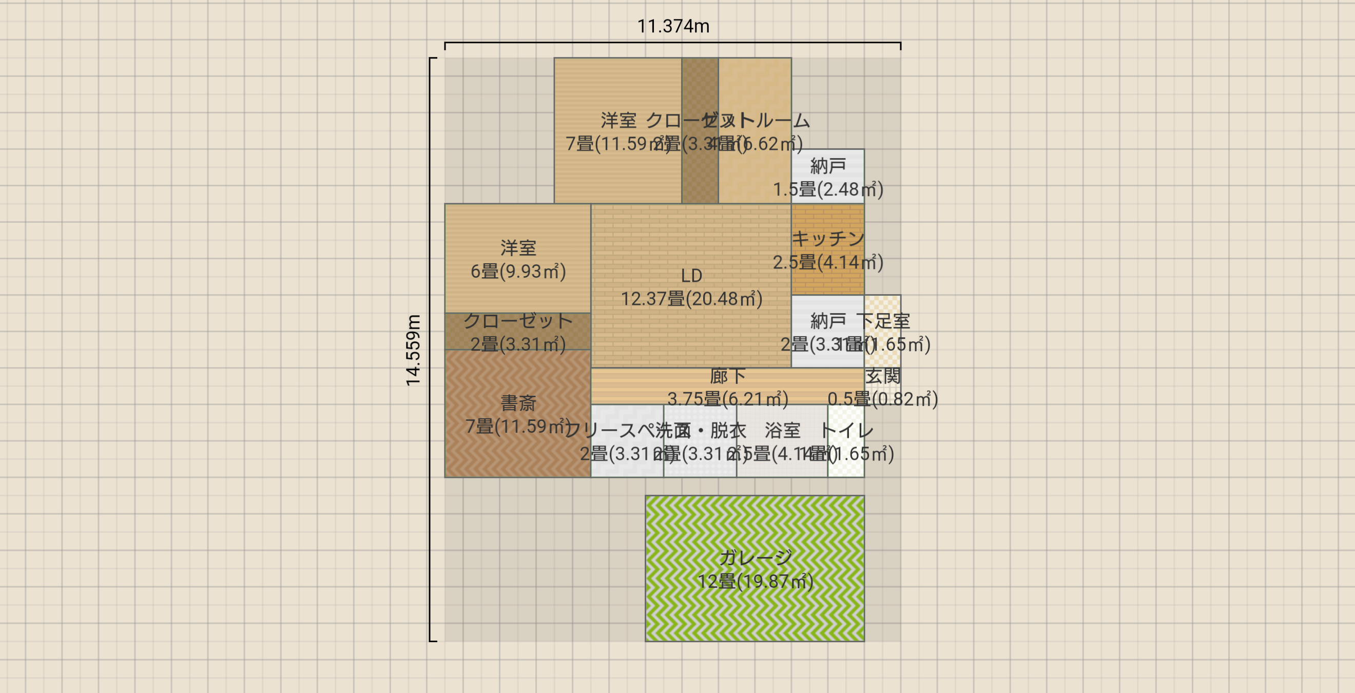 平屋ガレージ付き