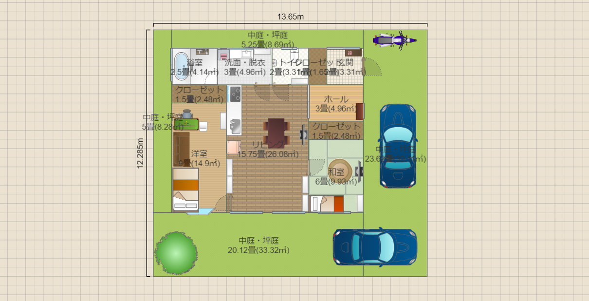 2LDK平屋23.6坪土地52坪