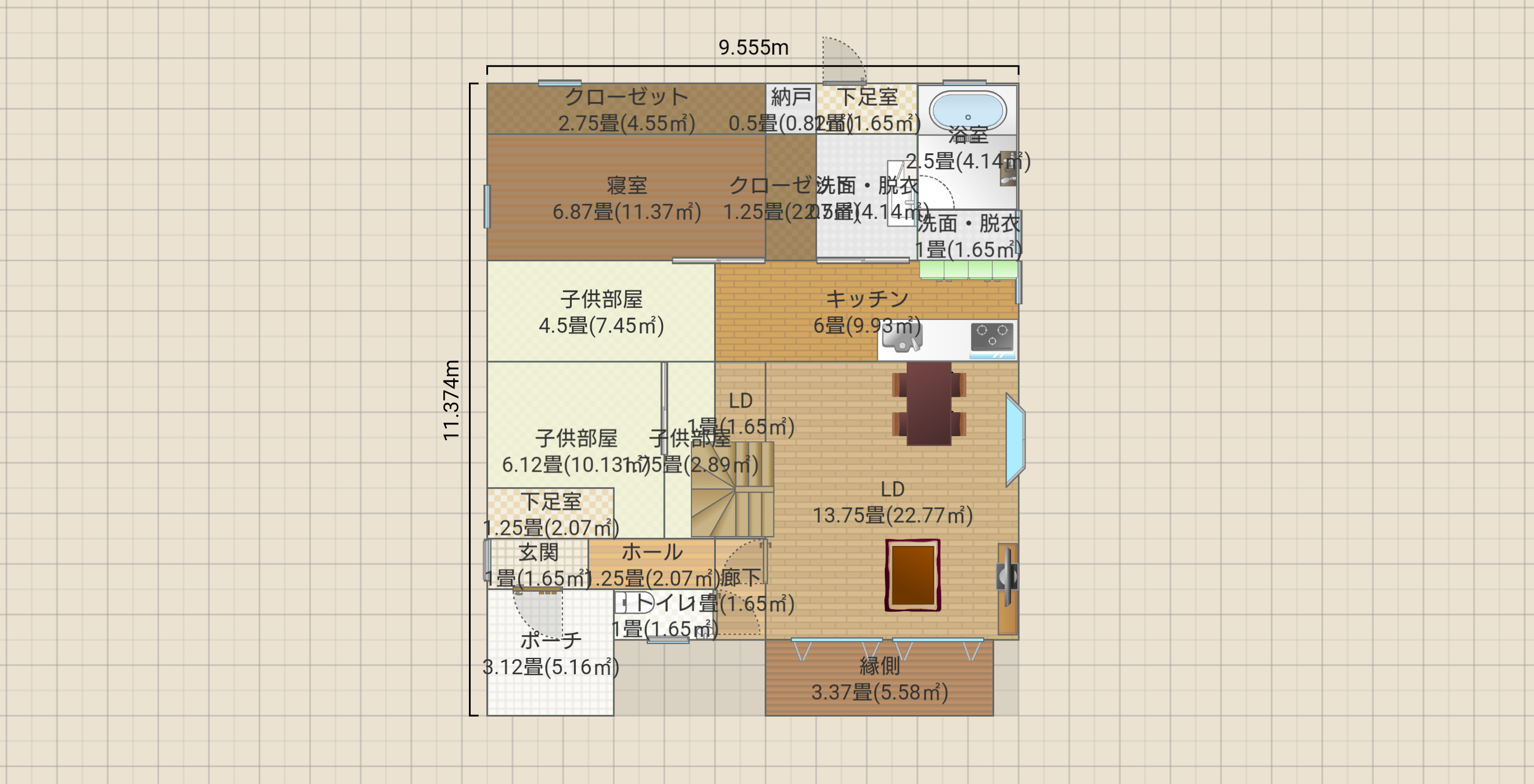 平屋30坪3LDK蔵3方向アプローチ