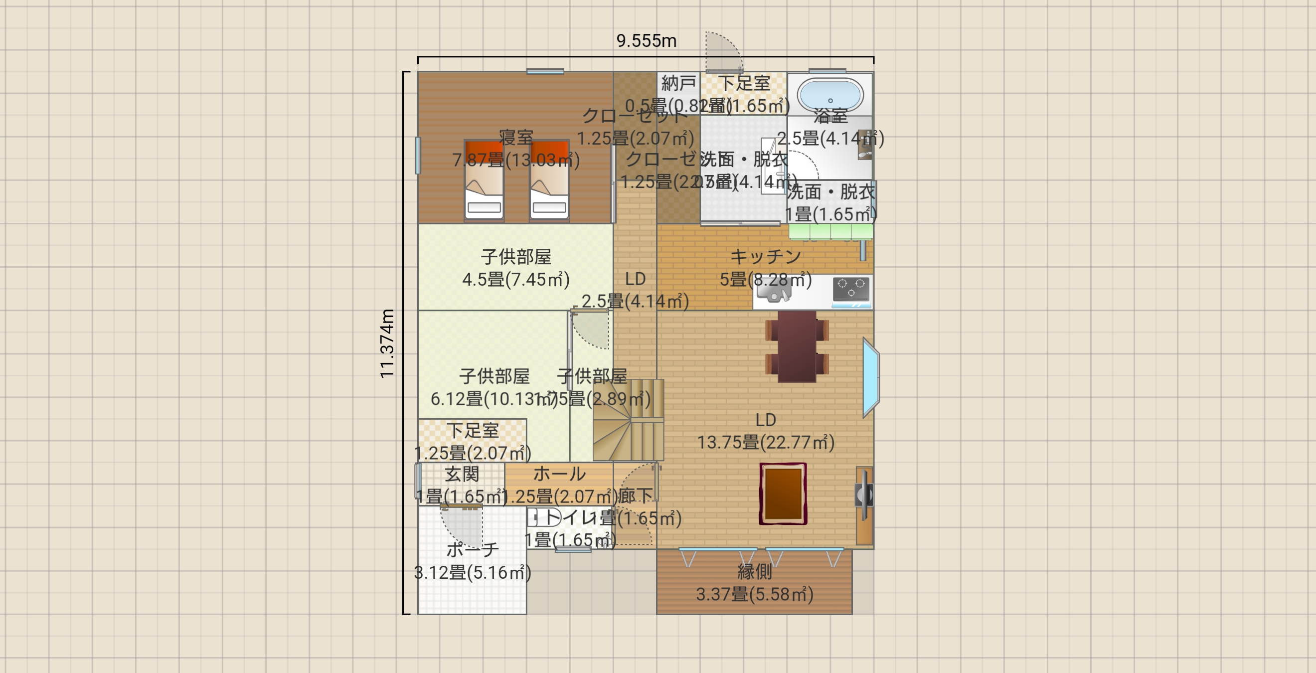 平屋30坪3LDK蔵3方向アプローチ