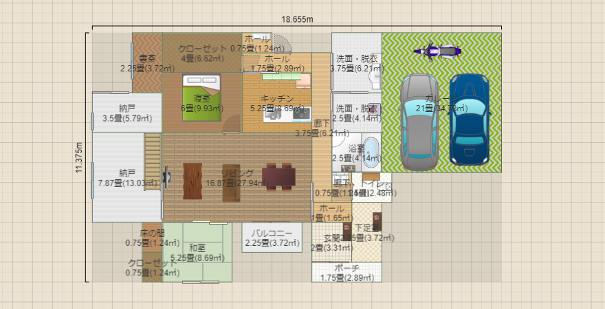 西側子供部屋&廊下のある間取り