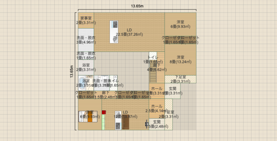 二世帯（４人家族＋母親）①