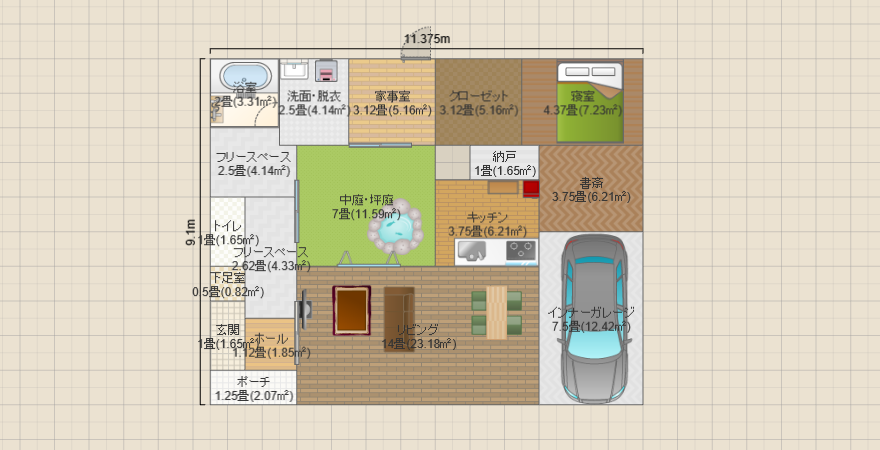 土間があり、池に亀がいる家