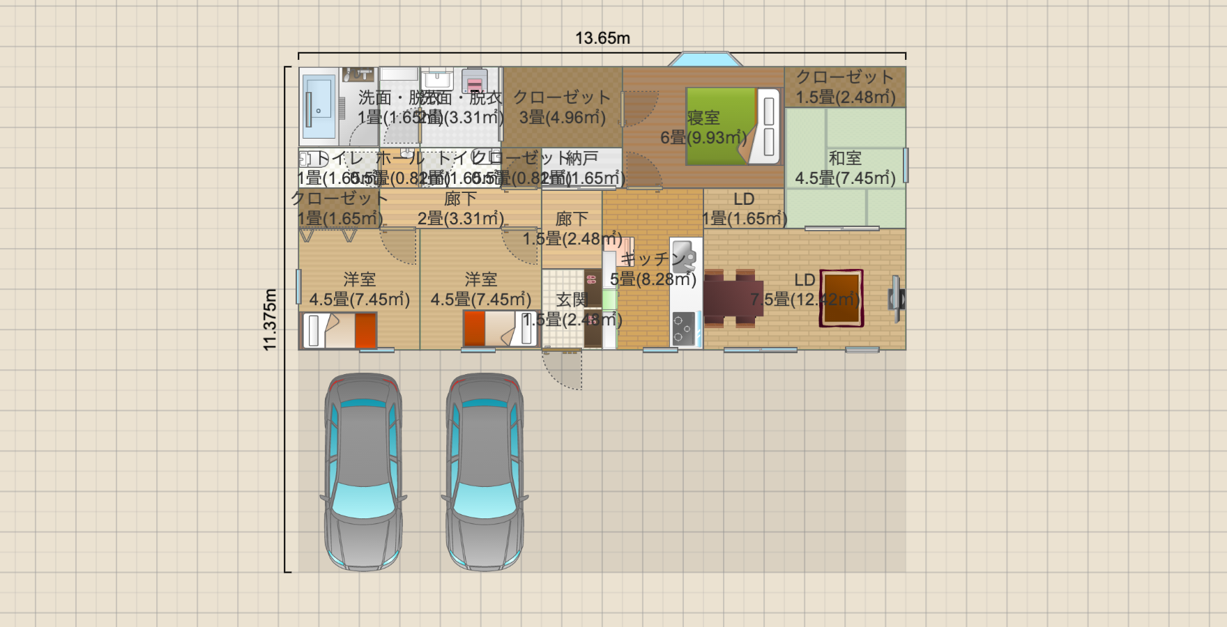 平屋　25坪　４LDK