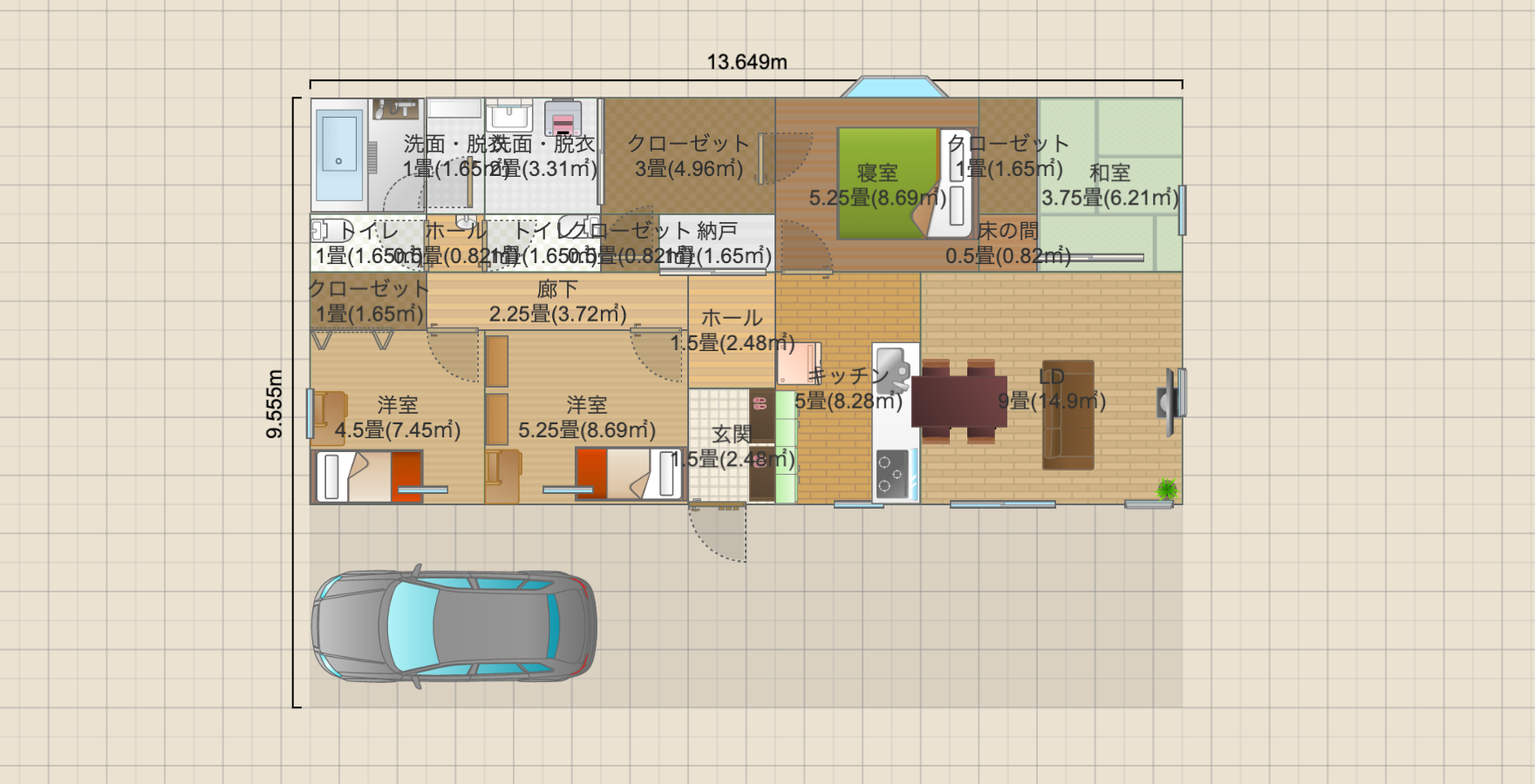 平屋　2５坪　４LDK