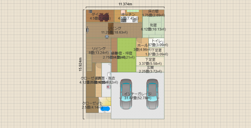 ガレージ付中庭の家01