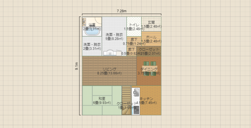 北西向き東キッチン