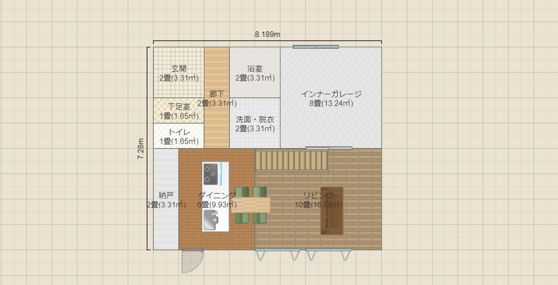 Box house + garage 9x9m