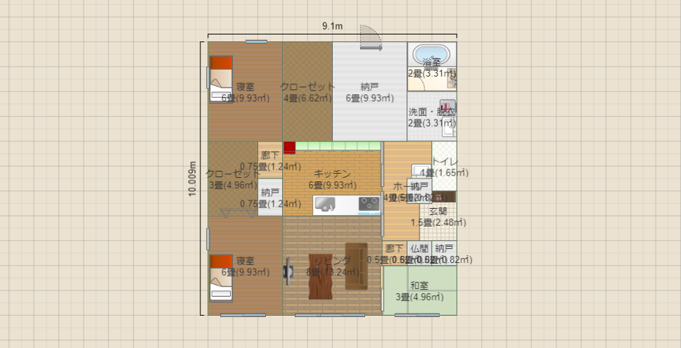 28坪　東　2LK　収納多