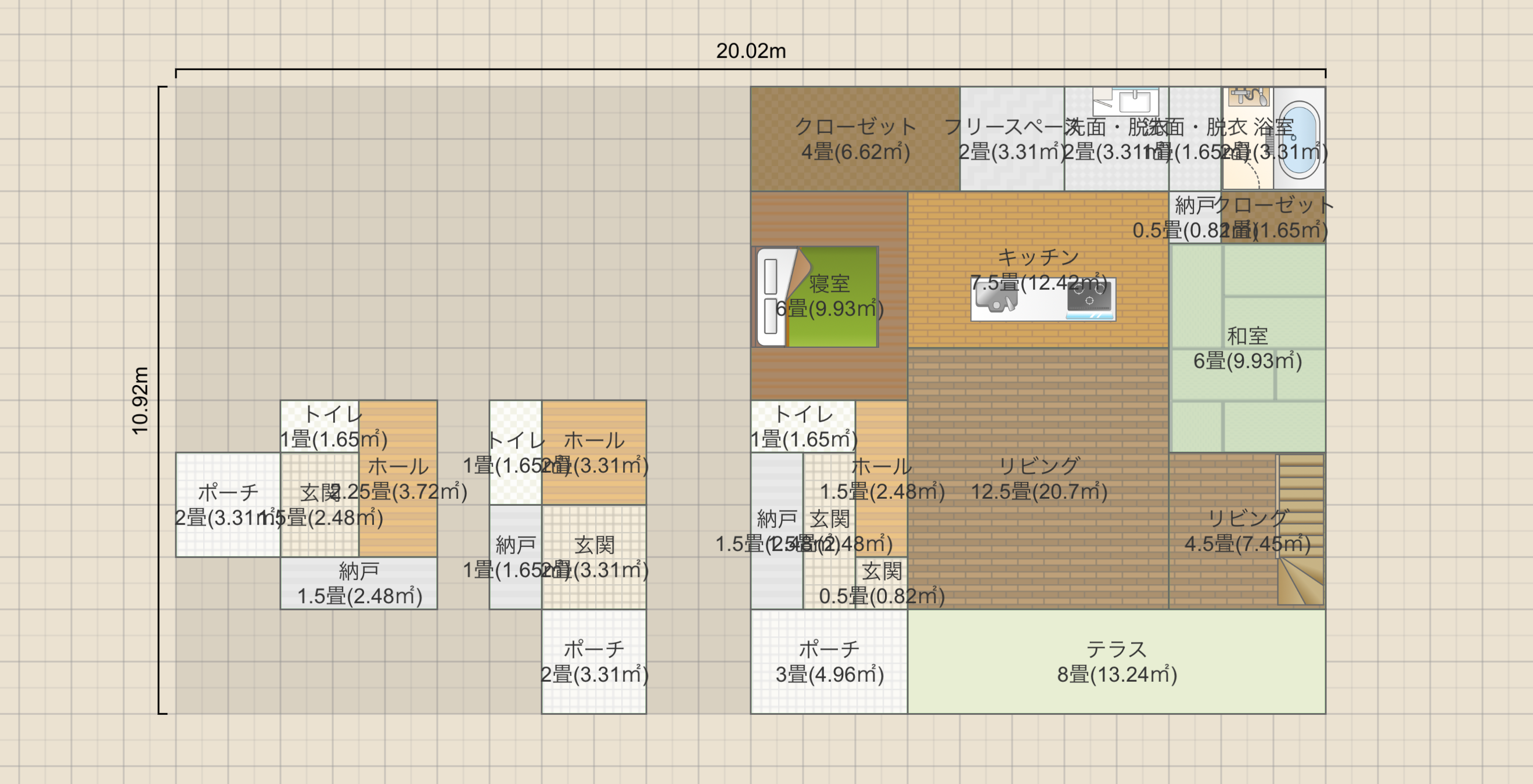 ①平屋　27.5坪（10×11）