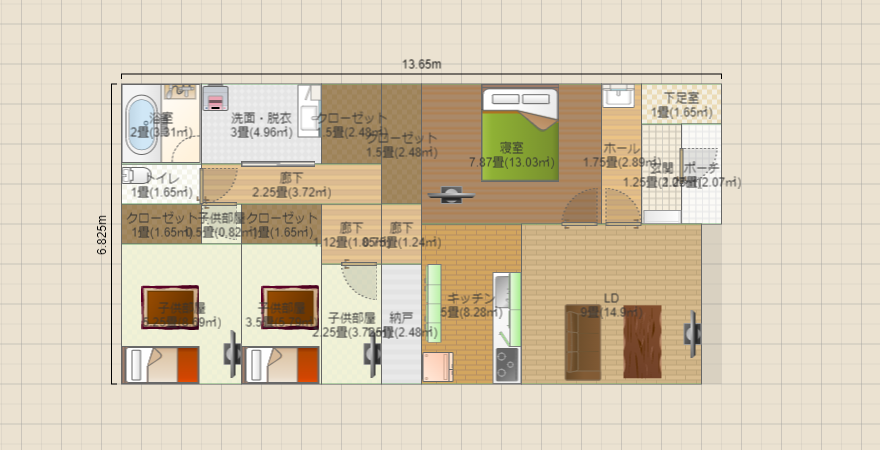 平屋　導線きにしつつ