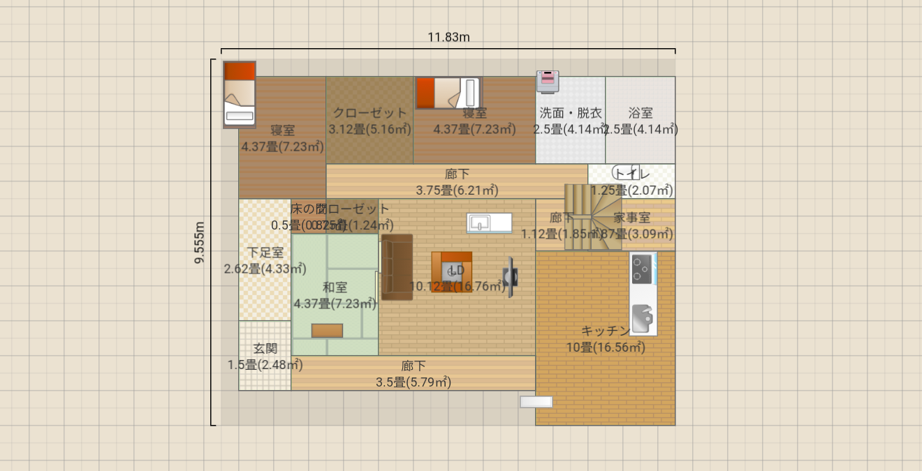 南側土間＆バリアフリー&東K&北寝室&西下足室