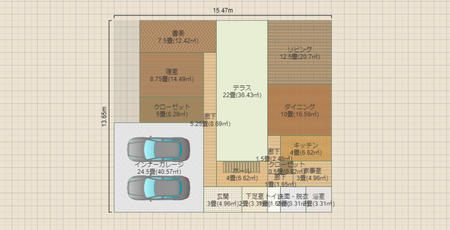 中庭テラスのある家