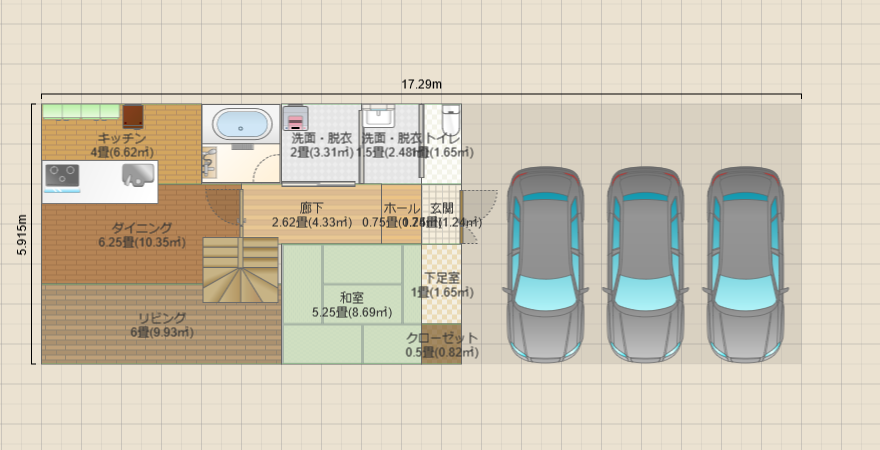 書斎２室のある4LDK　３２坪