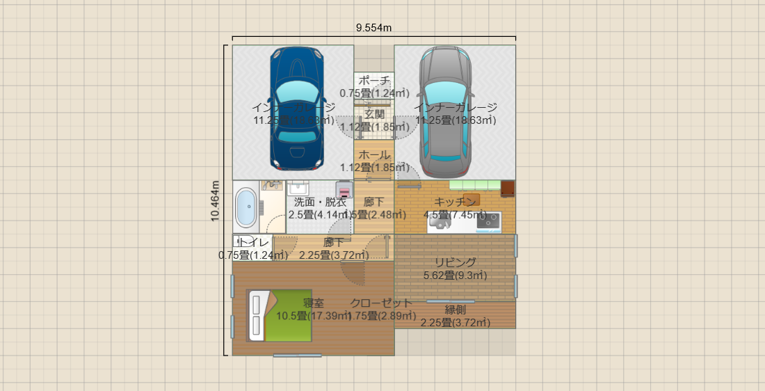 平屋ガレージハウス北玄関2