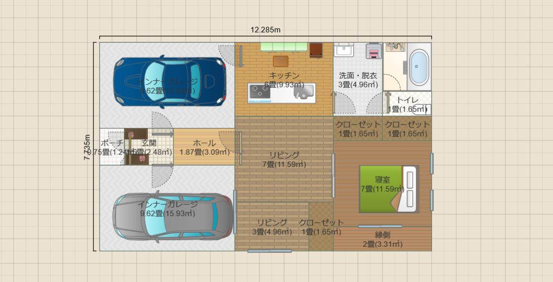 平屋ガレージハウス西玄関