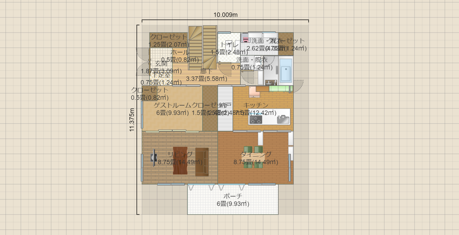 西玄関二階建て一回目