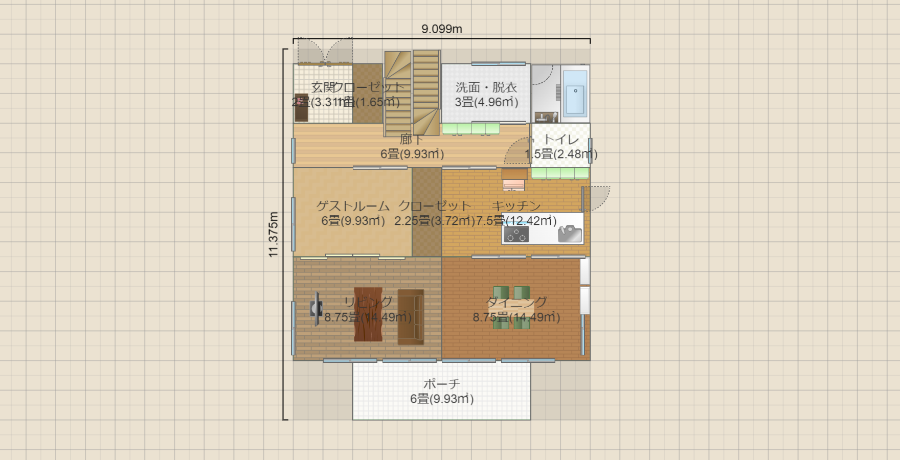 北玄関二階建て二回目