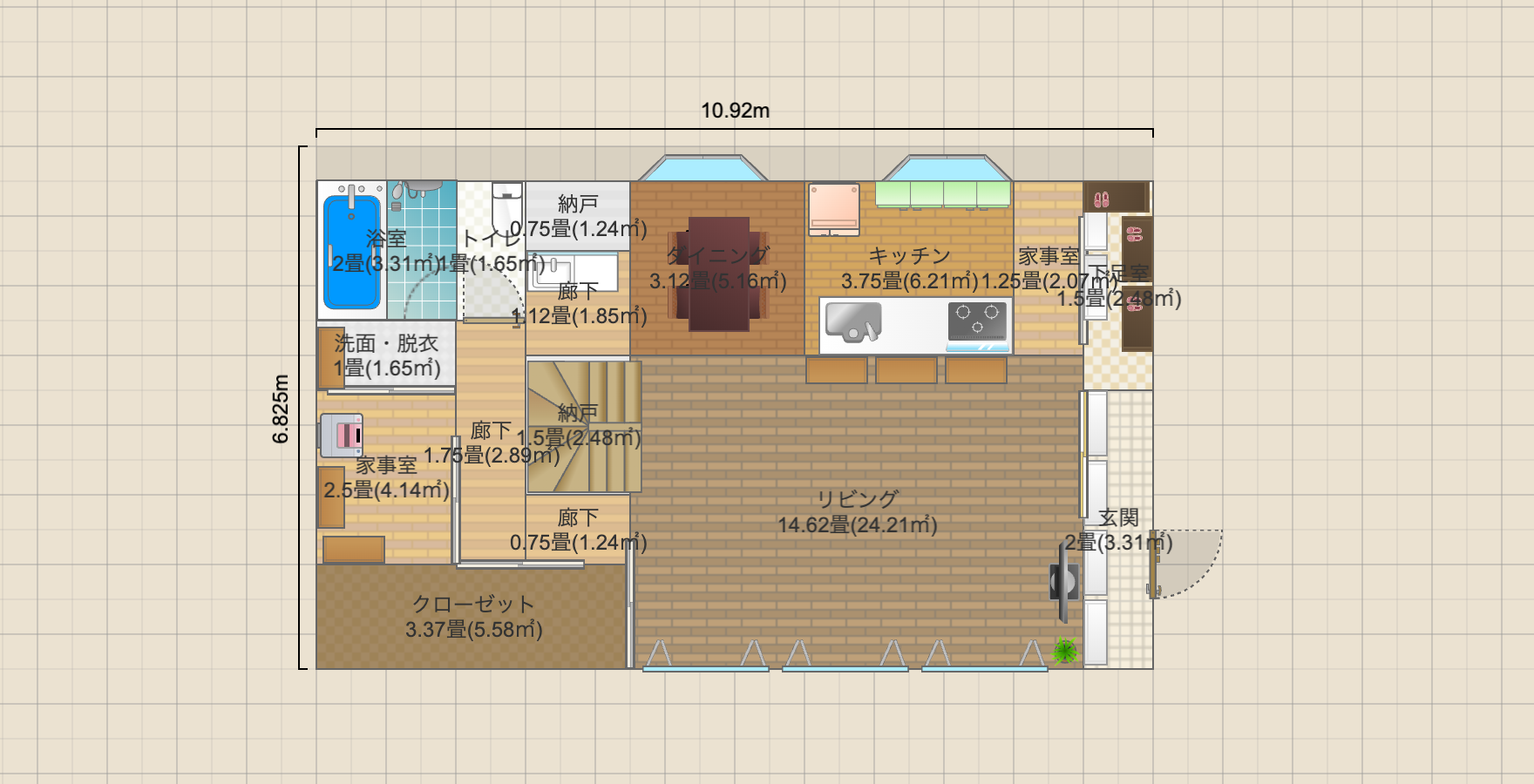 リビング吹抜の２階建