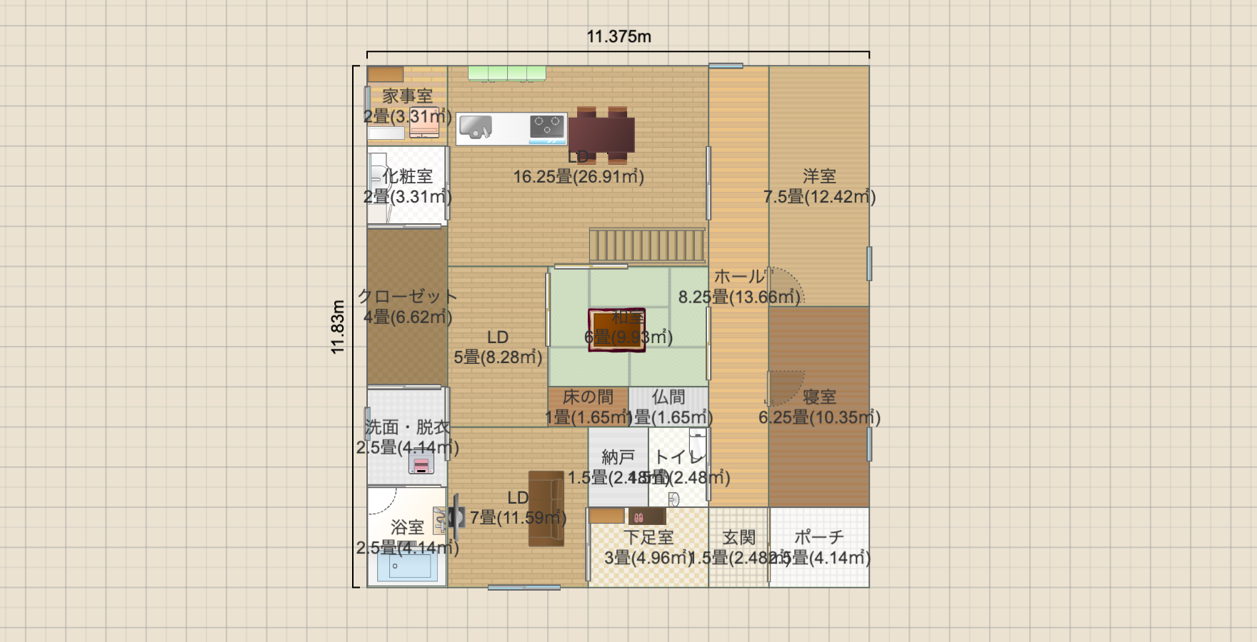 正方形の1.5階