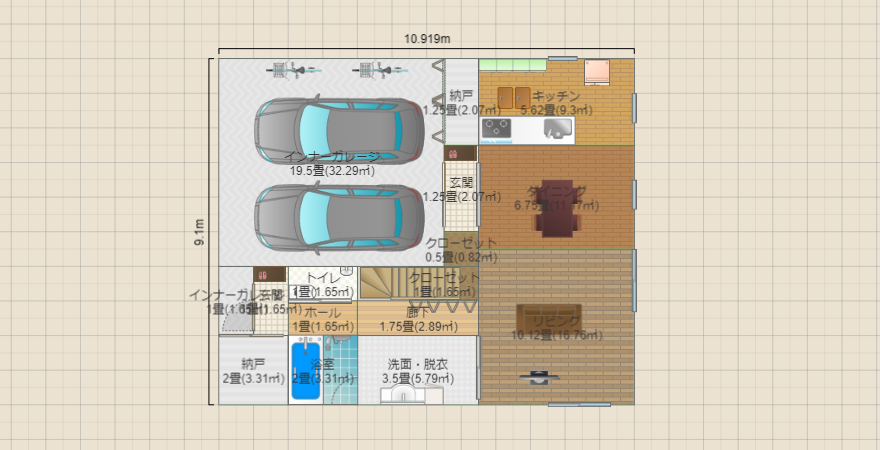 インナーガレージ（3LDK、30坪以内）