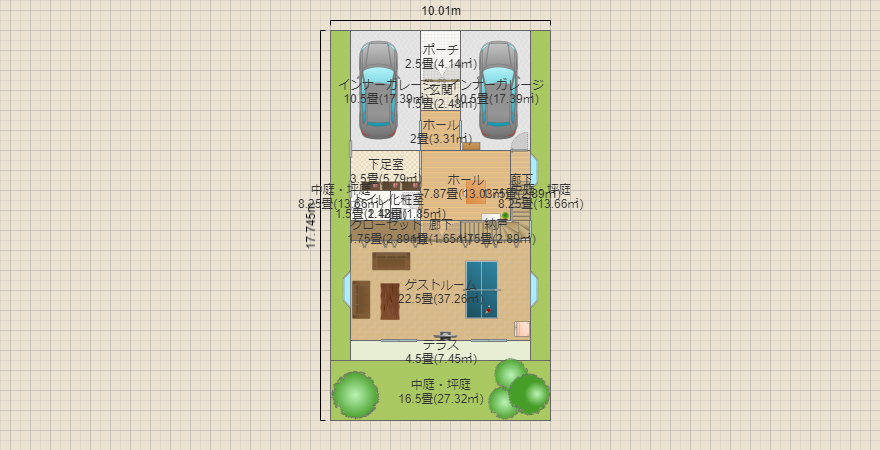 L字階段オープンホール