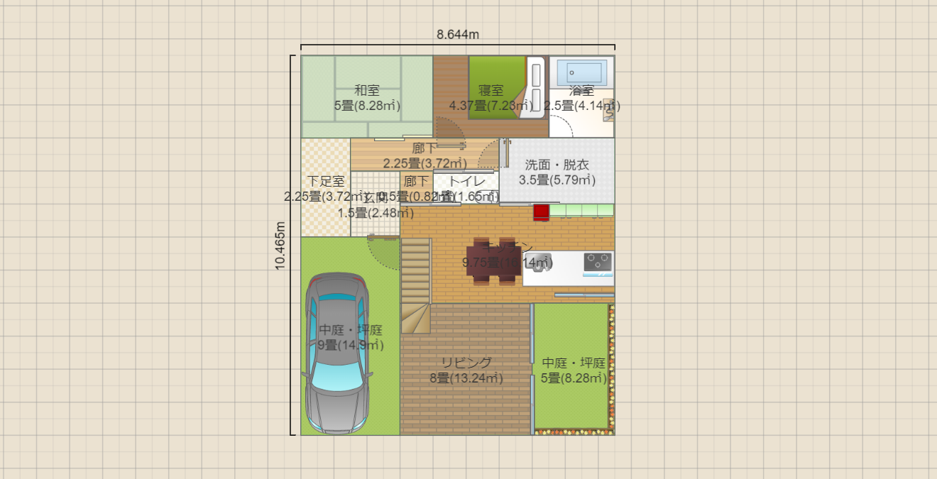 中庭付き　35坪