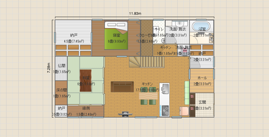 寝室１F　　子供部屋２F