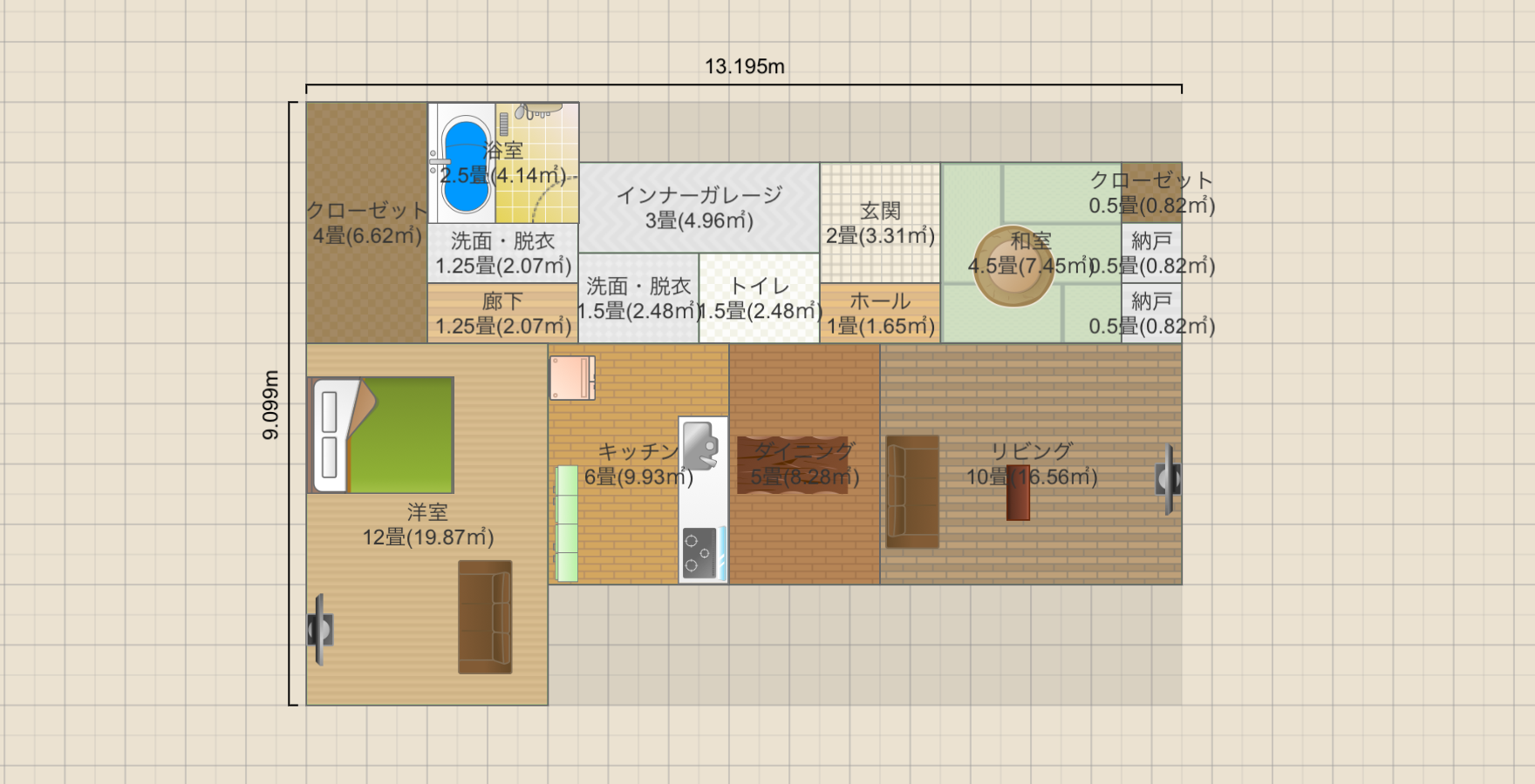 北玄関LDK21帖　土間通路.